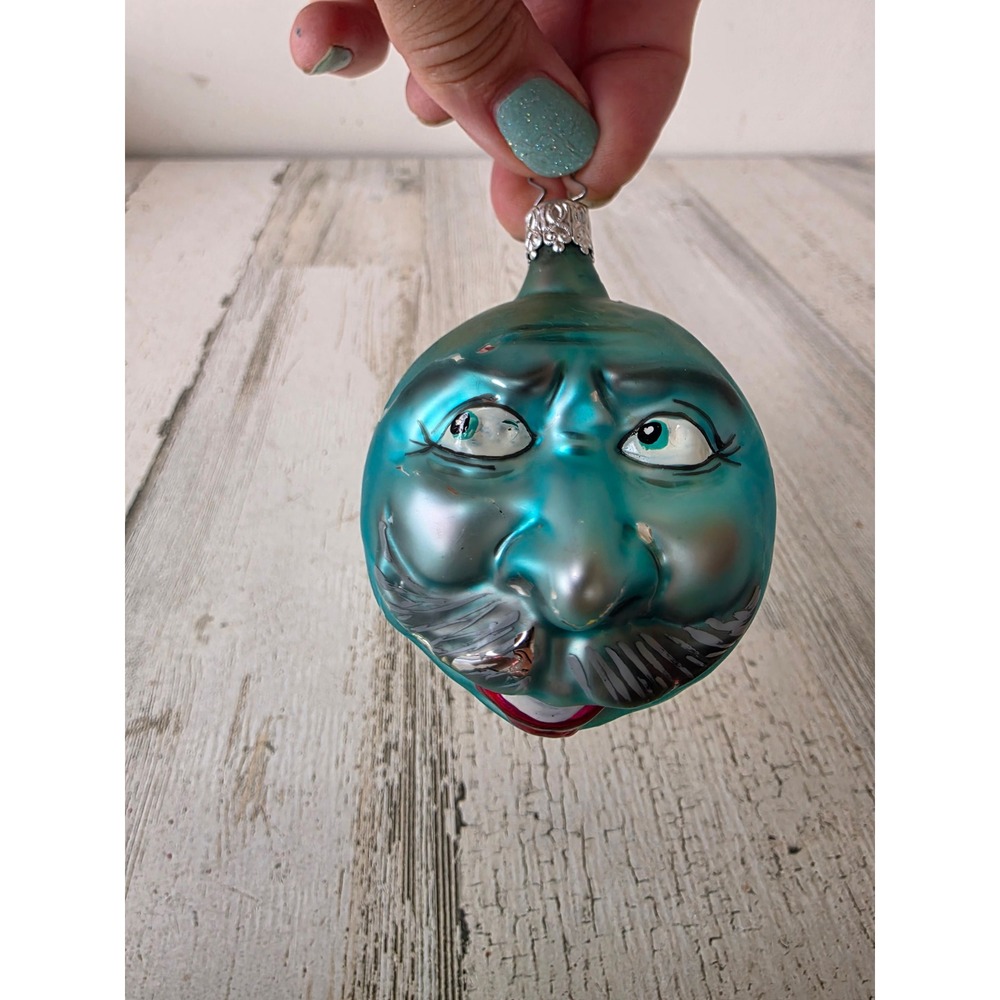 Vintage radko dont hold your breath RARE anthromorphic Moon glass ornament Xmas
